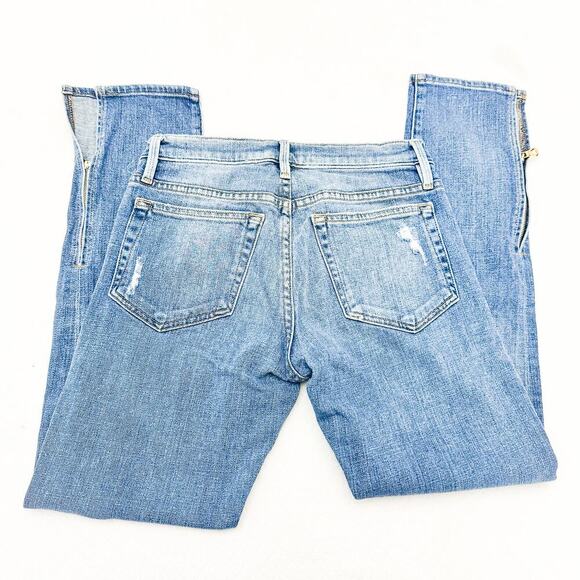 Frame Le Boy Split Hem Ankle Zipper Picadilly Zip Fly Denim Jeans Size 25 - Picture 5 of 10